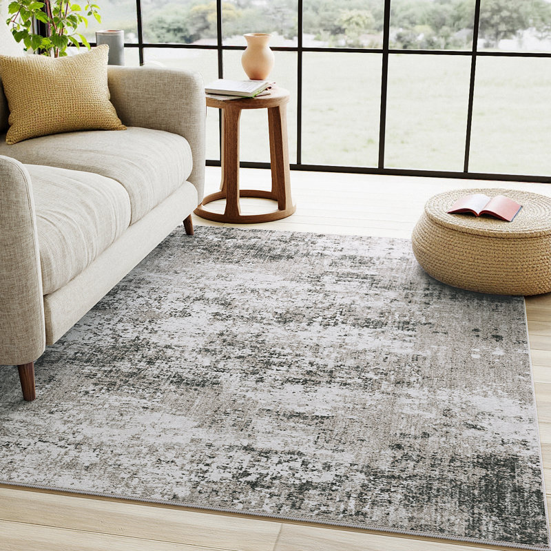 Sarah Machine Washable  Abstract  Area Rug With Non-Slip Backing, Rectangle 3' x 5'