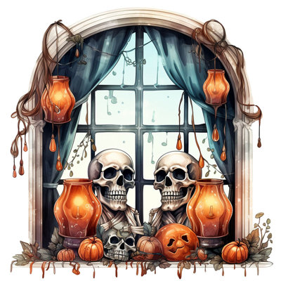 Halloween crâne de fenêtre autocollants autocollants muraux pour Halloween salon décorations d'Halloween art mural de chambre à coucher pour le couloir d'Halloween