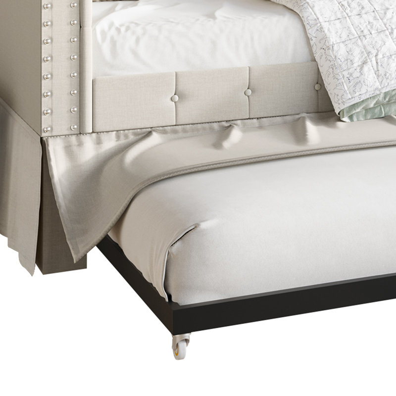 Knolan Upholstered Daybed with Trundle, Warm Gray