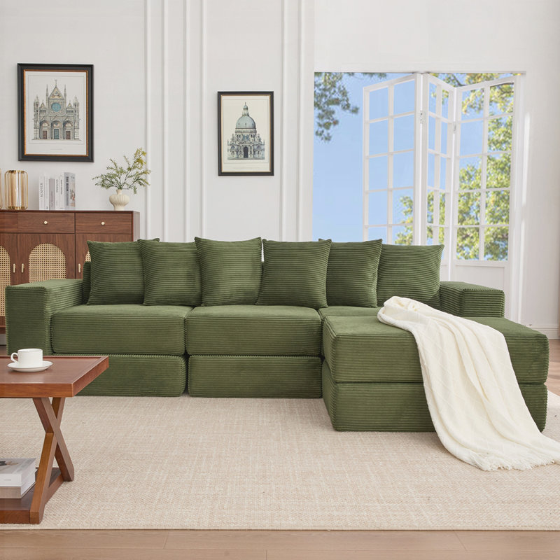 Canapé modulaire 10-en-1 avec configurations polyvalentes et design compact pour une vie moderne, Vert