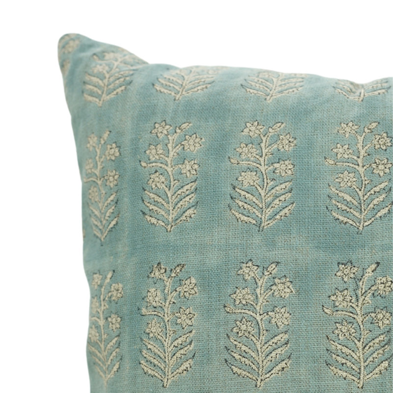 Coussin décoratif en lin épais fabriqué à la main Fabradine Indradhanush Boho Block Print - 16 x 16 po, 16 po x 16 po