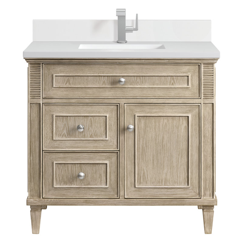 Lorelai 36'' W Single Vanity, Single-Hole, Whitewashed Oak, White Zeus