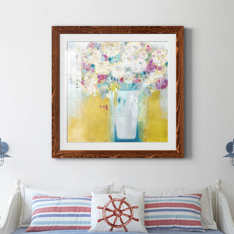Fleurs du matin - peinture encadrée, H 35,5 po x l 35,5 po x P 1,5 po, Papier érable
