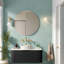 Meuble-lavabo moderne avec rangement, céramique et pierre frittée, motif rayé pour la maison