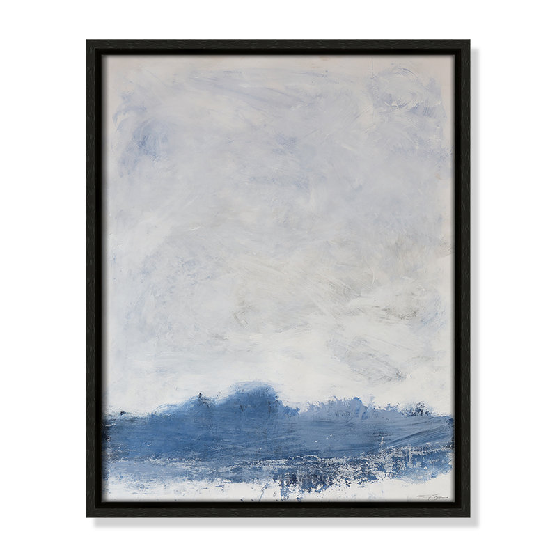 «Fields Of Blue II» par Filippo Ioco - reproduction sur toile avec cadre flottant, Cadre espresso