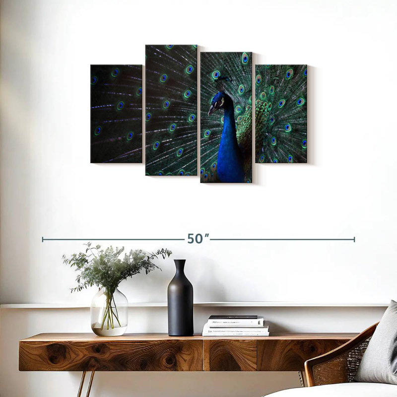 Brampt Glorious Blue Peacock, 22" H x 36" W