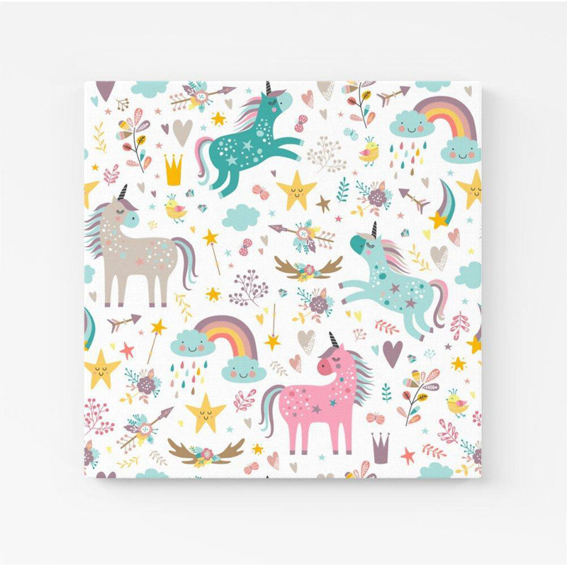 Unicorn And Rainbows - Wrapped Canvas Print