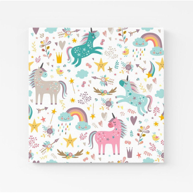 Unicorn and Rainbows 1 Piece Wrapped Canvas Wall Art