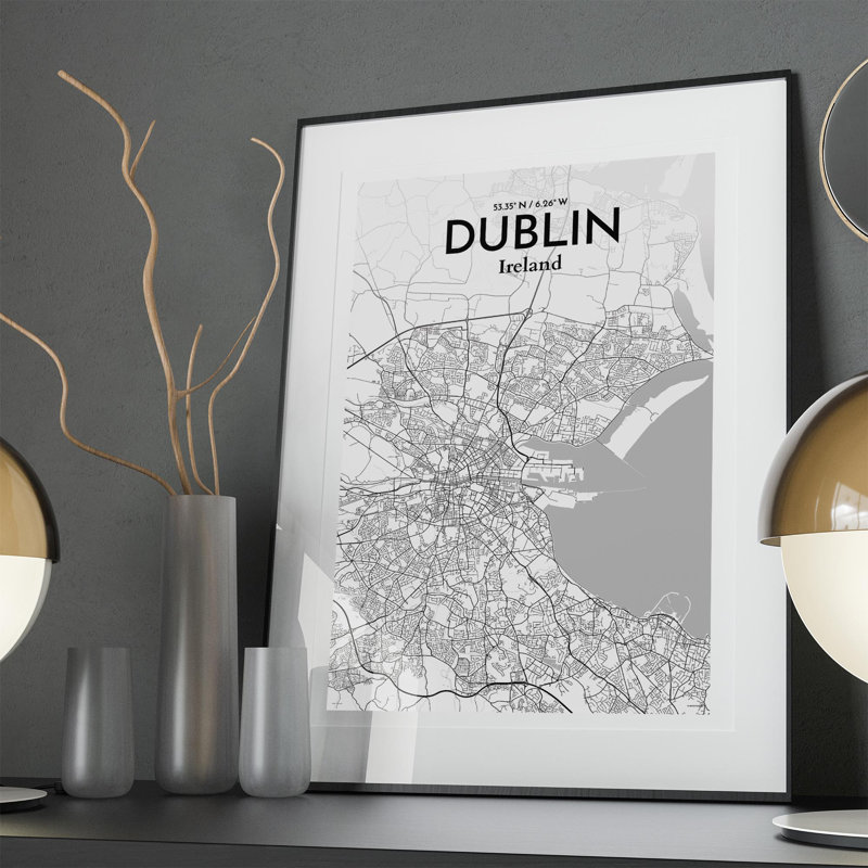 Dublin City Map In Tones - No Frame Print, 36cm H x 24cm W x 0.05cm D