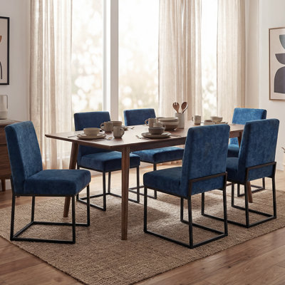 Chaises de salle à manger rembourrées en chenille de 50,5 cm de hauteur avec pieds en métal (ensemble de 6)