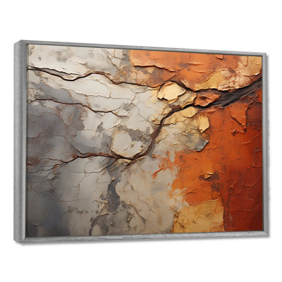 Collage d'arbre de séquoia abstrait orange gris sur toile