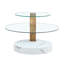 table basse autocollante double couche, table ronde moderne à deux niveaux, plateau de table en verre et pieds en bois aggloméré-1036870255