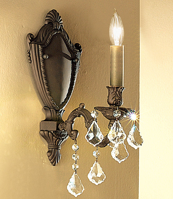 Faircloth Candle Wall Light, Aged Bronze, Crystalique-Plus