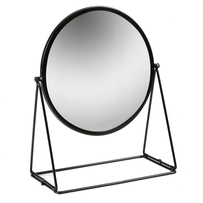 Harbour Housewares - Round Makeup Mirror, 35cm H x 33cm W, Black