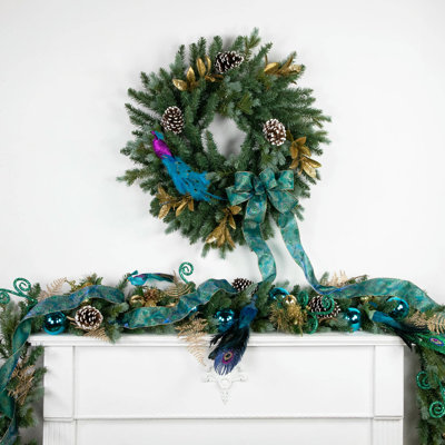 Guirlande de Noël artificielle épinette bleue 9 pi x 14 po non éclairée