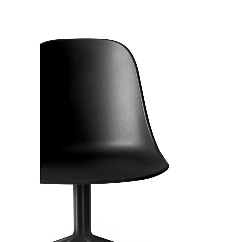 Harbour Swivel Task Chair, Dakar 0842 Black Genuine Leather, Polished Aluminum