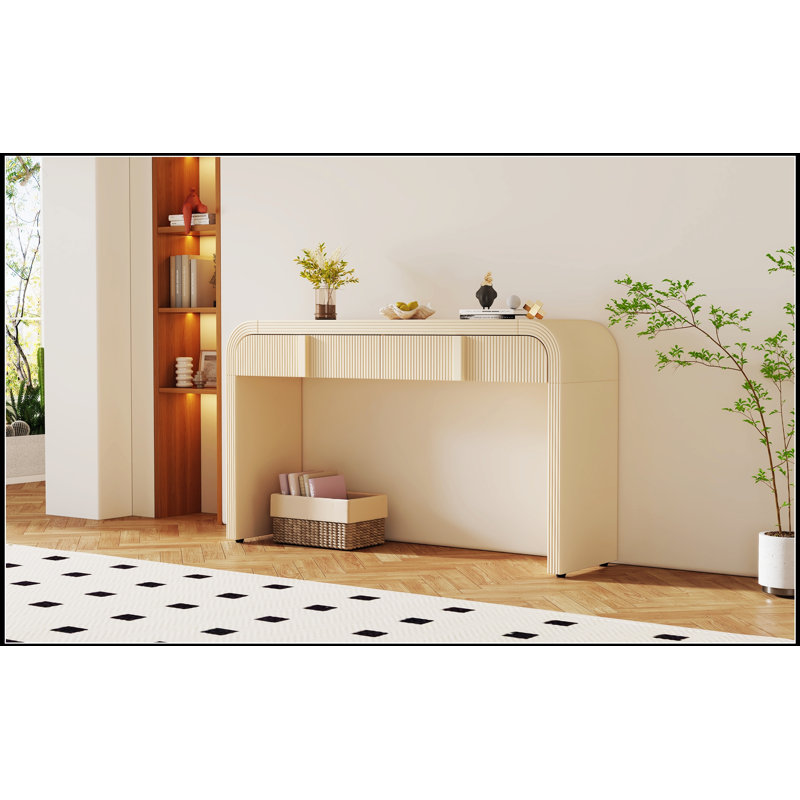 Console unique à silhouette arrondie et à surface lisse avec tiroirs spacieux et pieds réglables, Apricot Cream