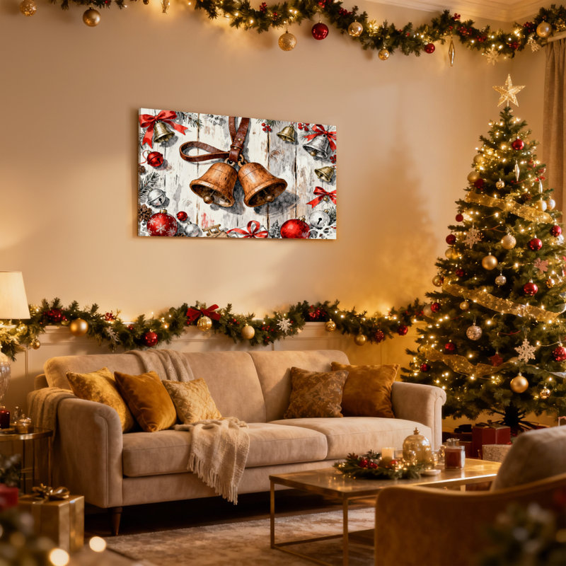 Cloches de Noël, ensemble de 3 impressions sur toile, H 12 po x l 18 po