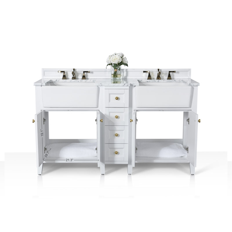 Ensemble de meuble-lavabo double 60 po Adeline, Blanc