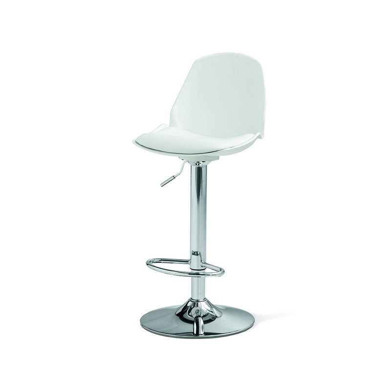 Valencia Swivel Upholstered Adjustable Height Bar Stool, White