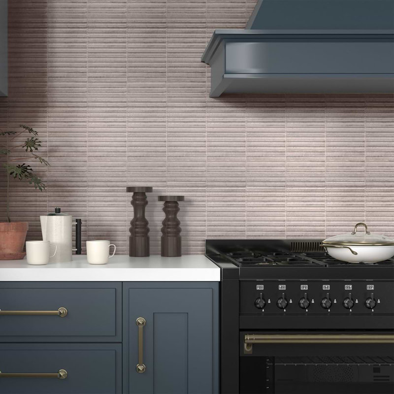 Curve Fluted 6X12 3D Glossy Ceramic Tile, Gray