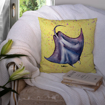  Stingray on Yellow 14" Throw Pillow