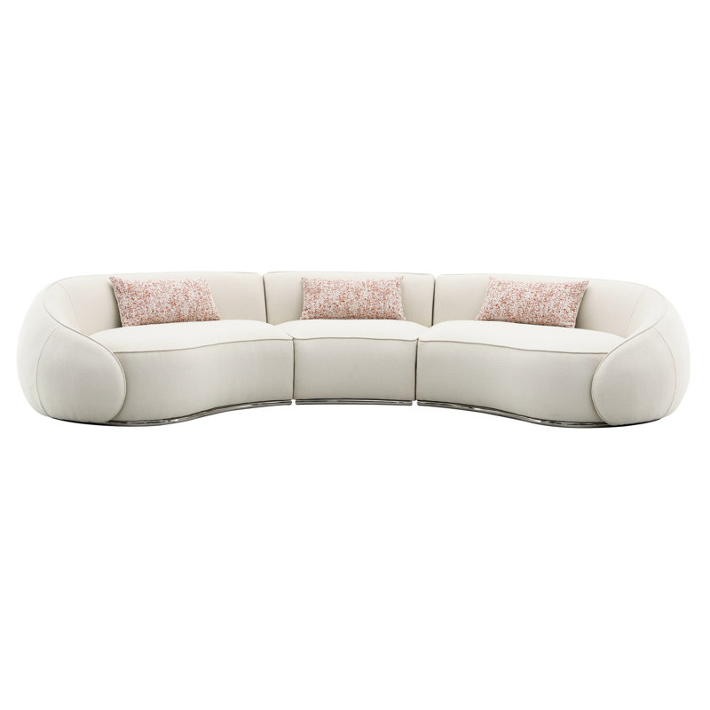 Canapé modulaire Beige Boucle 3 - Design élégant, dossier de 15 po de hauteur, hauteur de 28,24 po, Beige Boucle