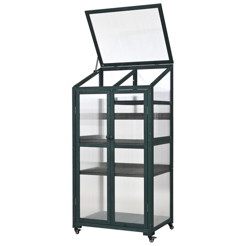 62Inch Height Wood Large Greenhouse Balcony Portable Cold Frame With Wheels And Adjustable Shelves For Outdoor Indoor Use
