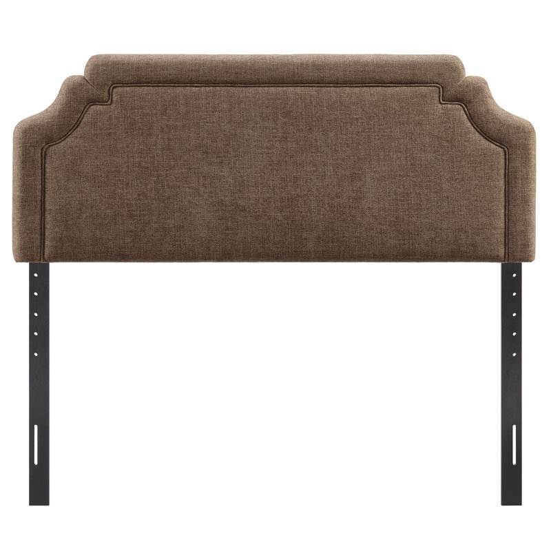 Magnolia Upholstered Fabric Queen Size Headboard In Mocha, Mocha, Queen