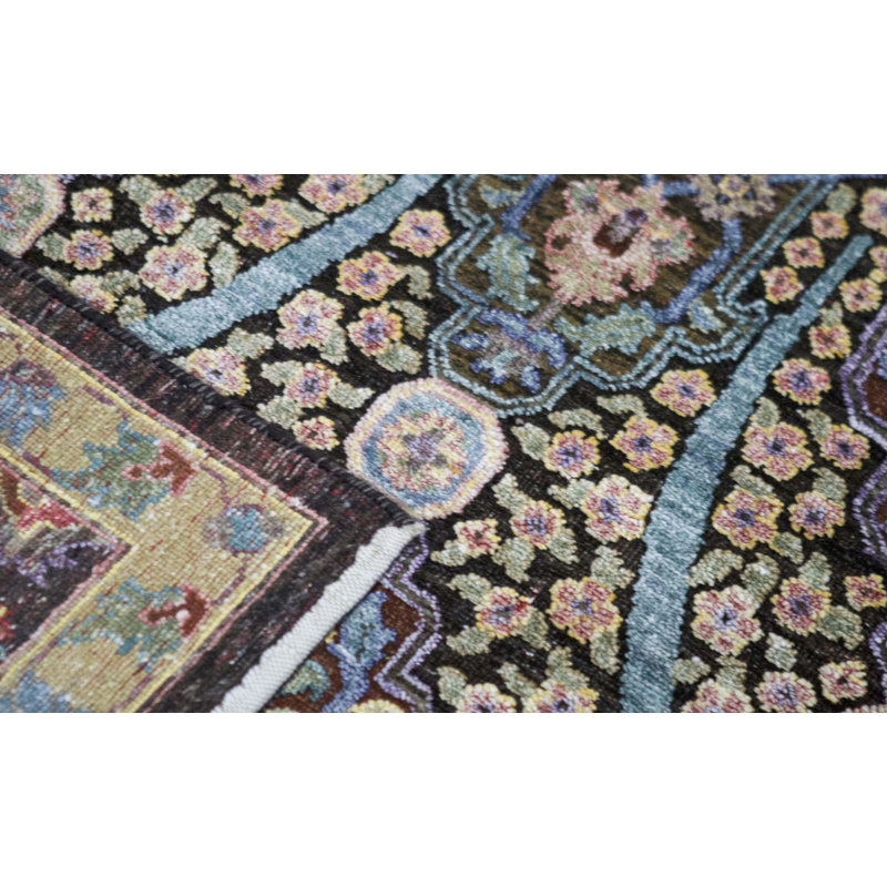 Tapis brun et brun de haute qualité noué à la main