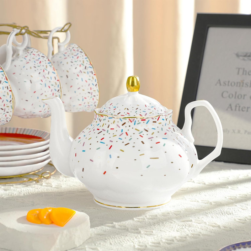 Colorful British porcelain tea set
