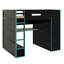 Lit mezzanine robuste en bois pleine grandeur avec bureau, garde-robe, rangement spacieux et luminosité à DEL RVB-116499016
