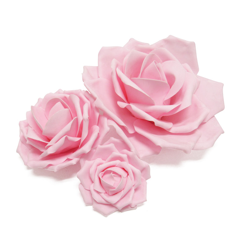 Ensemble de 3 décorations murales en mousse rose, Rose clair