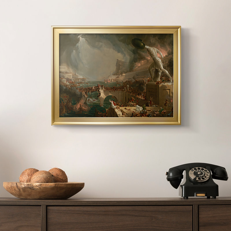 «The Course of Empire: Destruction» par Thomas Cole, toile tendue avec châssis, 1836, 18,5 x 24,5, Toile avec cadre, Doré