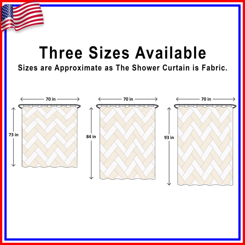 Herringbone Tile Pattern Shower Curtains Extra Long, 70in W x 72in H