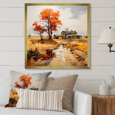 «Farm Autumn Hues Landscape II - Farmhouse Wall Art Living Room»