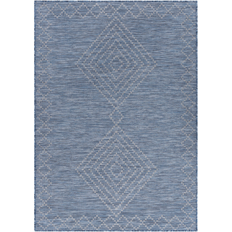 Tapis intérieur / extérieur bleu Winifred, Rectangle 5 pi 3 po x 7 pi