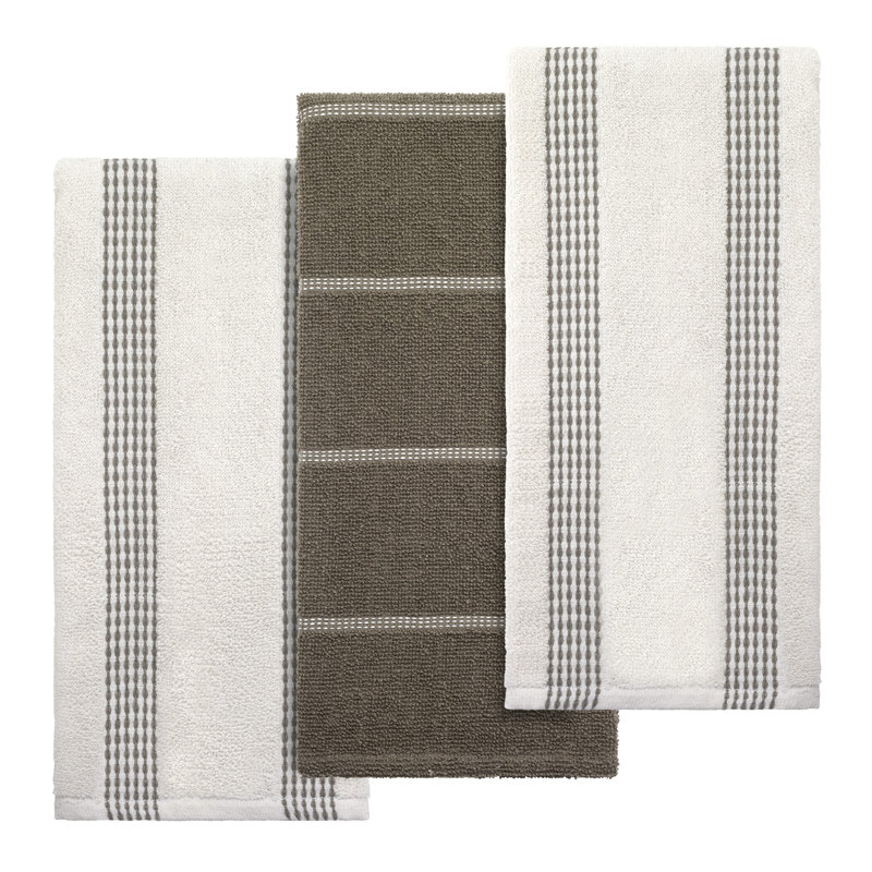 Izod Saybrook 3-Piece Kitchen Towel Set, Taupe