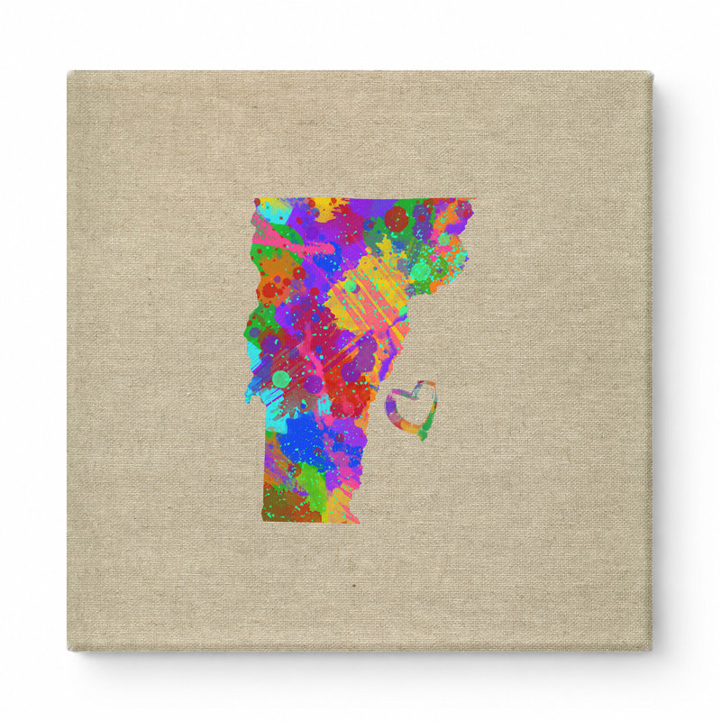 «Vermont State Watercolor Map», art mural sur toile carrée, 8" W x 8" H