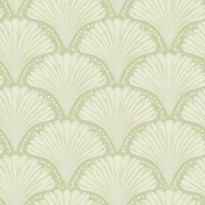 Rouleau double de papier peint à motif de feuilles de ginkgo amovible Art Deco