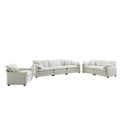 3-Piece Beige Corduroy Oversized Modular Sectional Sofa Set for Living Room