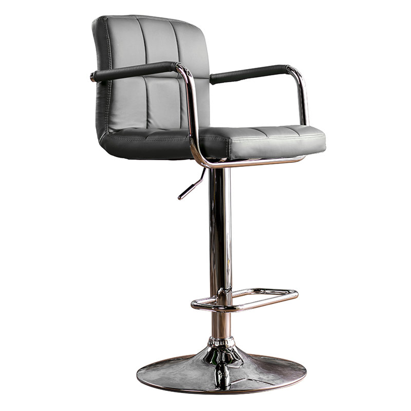 Aarvin Swivel Upholstered Adjustable Height Counter Stool with Metal Frame, Gray
