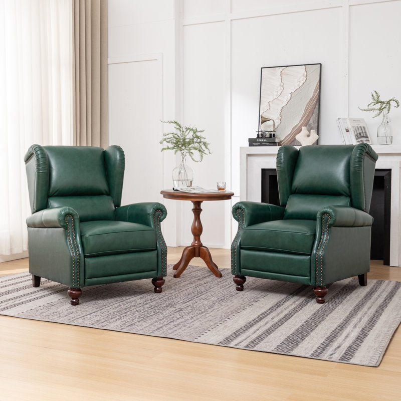 Fauteuil inclinable en cuir véritable, Vert