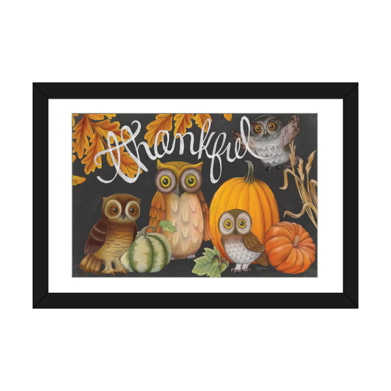« harvest hibou iii », reproduction d’impression sur toile tendue, H 16 po x l 24 po x P 1 po, Papier beaux-arts encadré noir