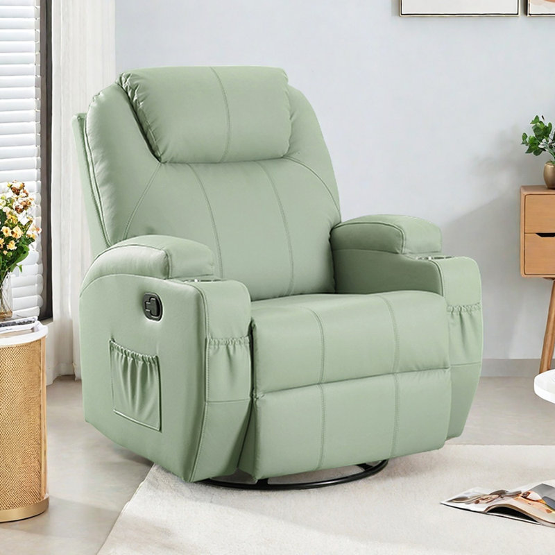Modern Functional Recliner with Storage Design, Green