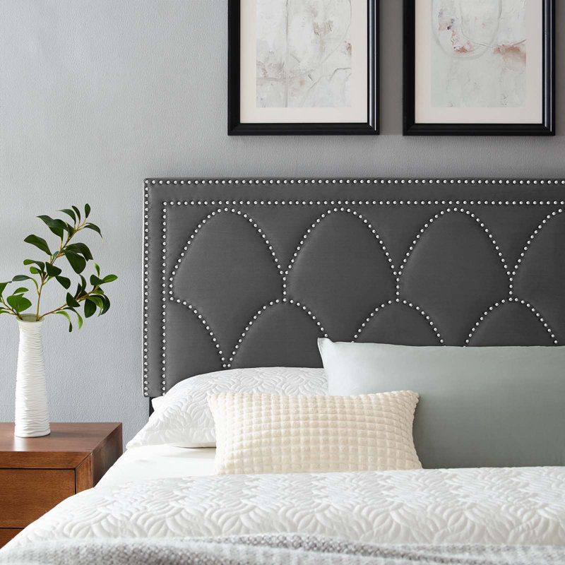 Tête de lit en velours Greta Performance de Modway, Très grand, Gris anthracite