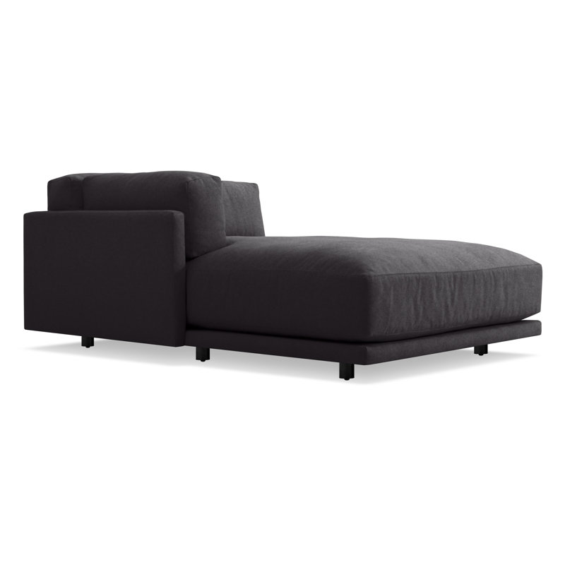 Sunday Chaise Lounge, Left Hand Facing, Camel Velvet Polyester Blend