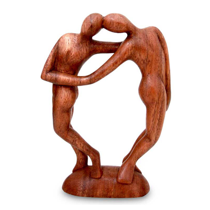 Eka Couple in Love Suar Wood Sculpture