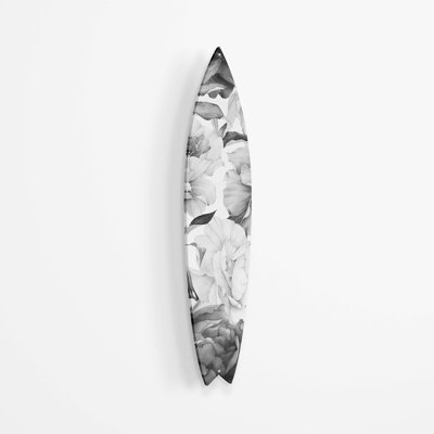 " Black And White Peony Surfboard "