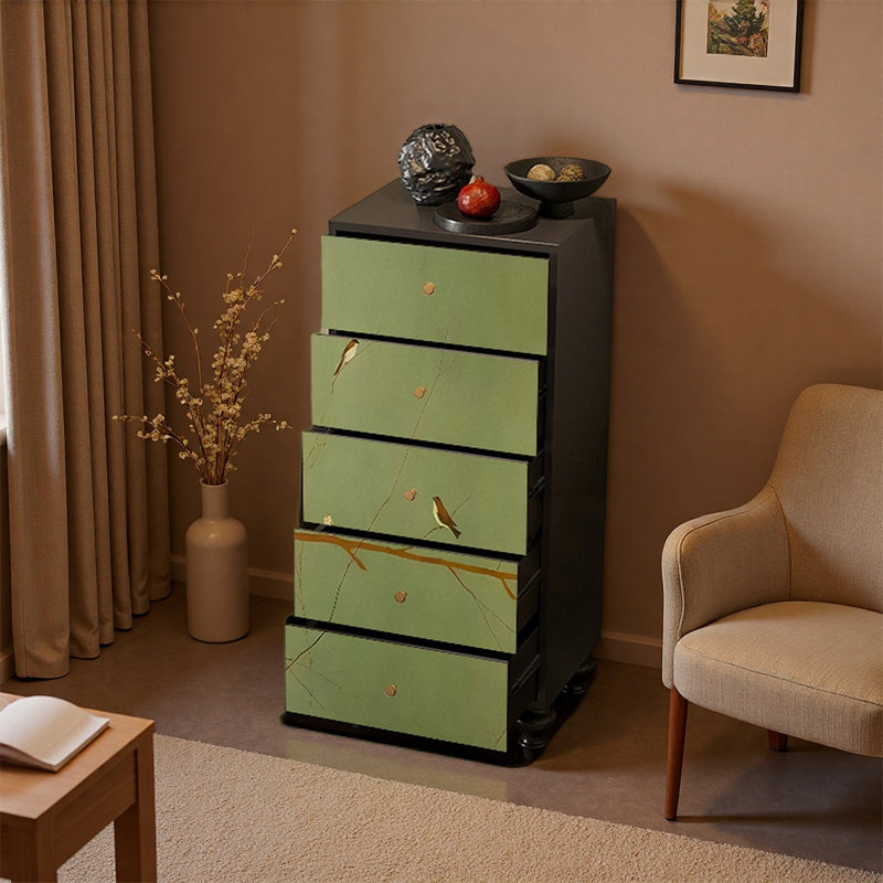 Armoire de rangement à cinq tiroirs, Noir